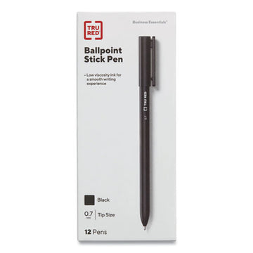 TRU RED™ Ballpoint Pen, Stick, Fine 0.7 Mm, Black Ink, Black Barrel, Dozen freeshipping - TVN Wholesale